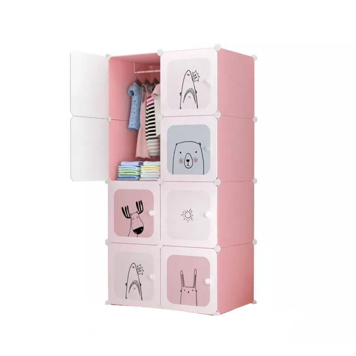 GENERICO - Armario Organizador Modulable de Ropa y Juguetes para Bebes  - Rosado