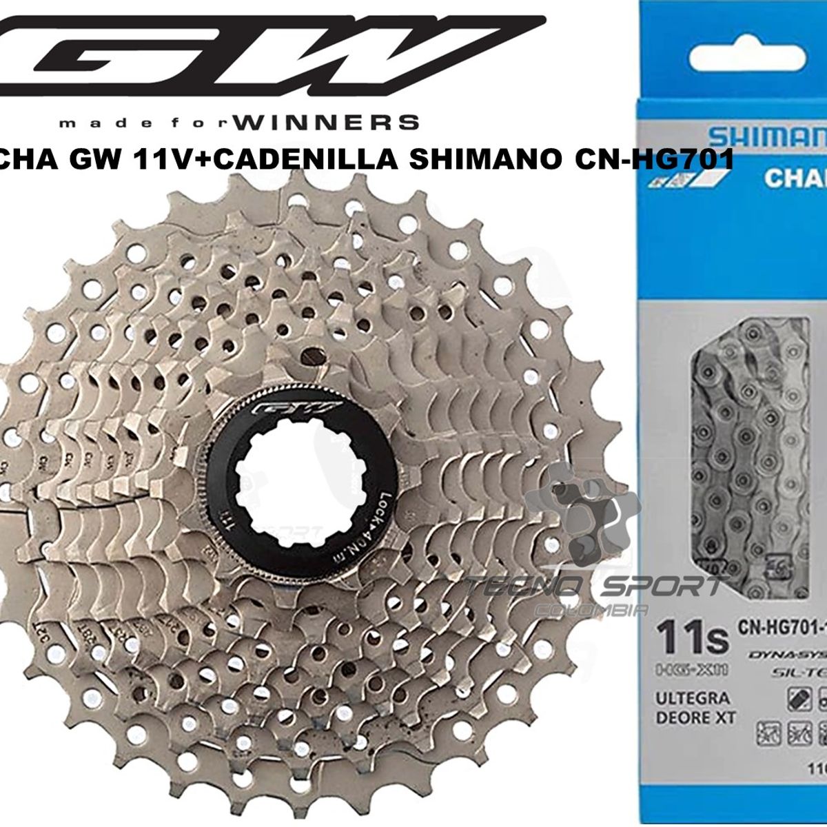 GW - Pacha Cassette Gw 11-28  Cadenilla Shimano Hg701 11v Combo