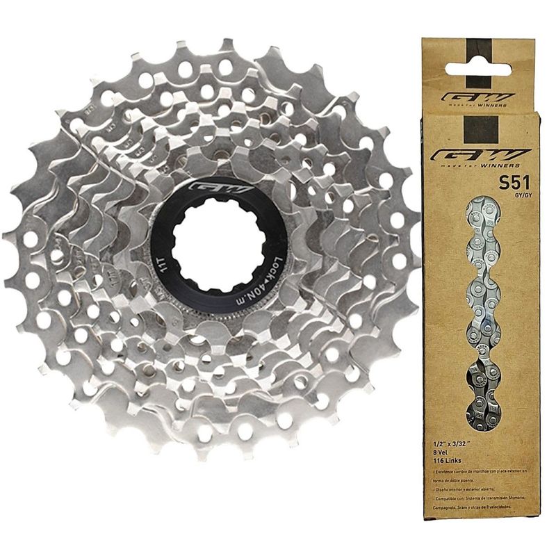 GW - Pacha + Cadenilla Bicicleta Gw Cassette 8 V 11-28 Combo
