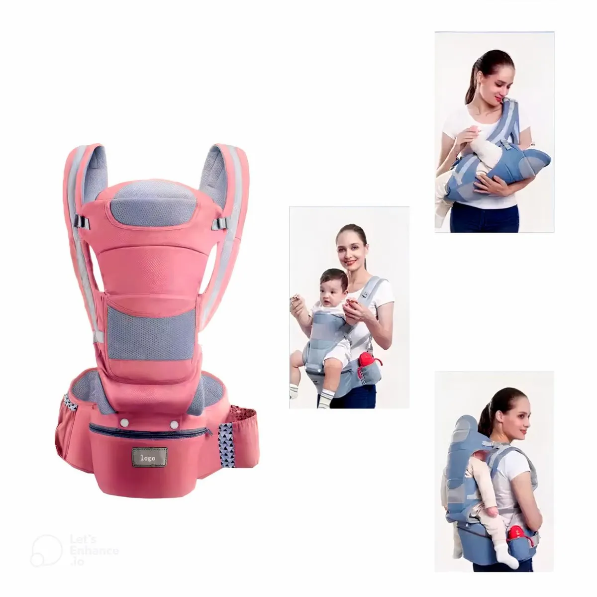 LANZURY IMPORTACIONES - Cargador Canguro Ergonomico Asiento  Para Bebe - Rosado-