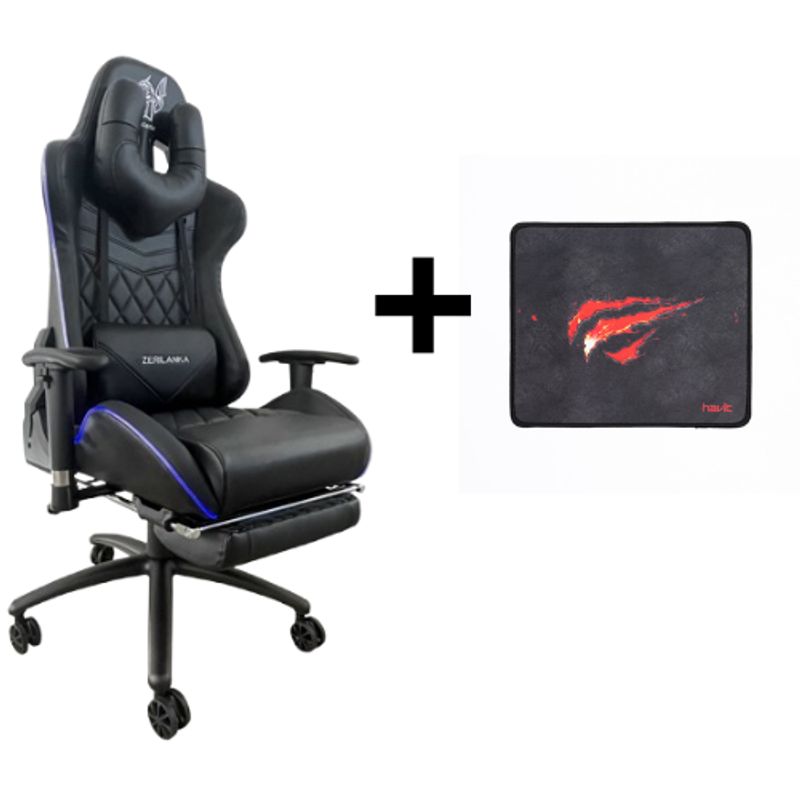 ZER - SILLA GAMER RECLINABLE ERGONOMICA NEGRA KITSUNE RGB RETROILUMINADA