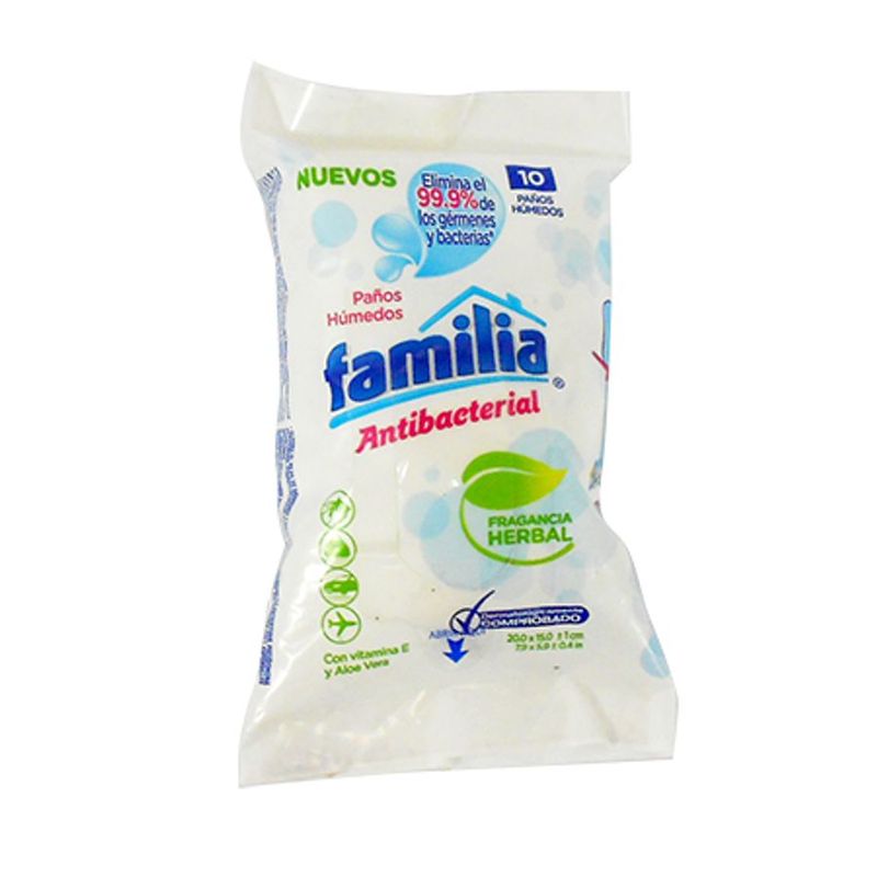 FAMILIA - Pañitos Húmedas Familia Antibacterial Herbal 10 Unidades