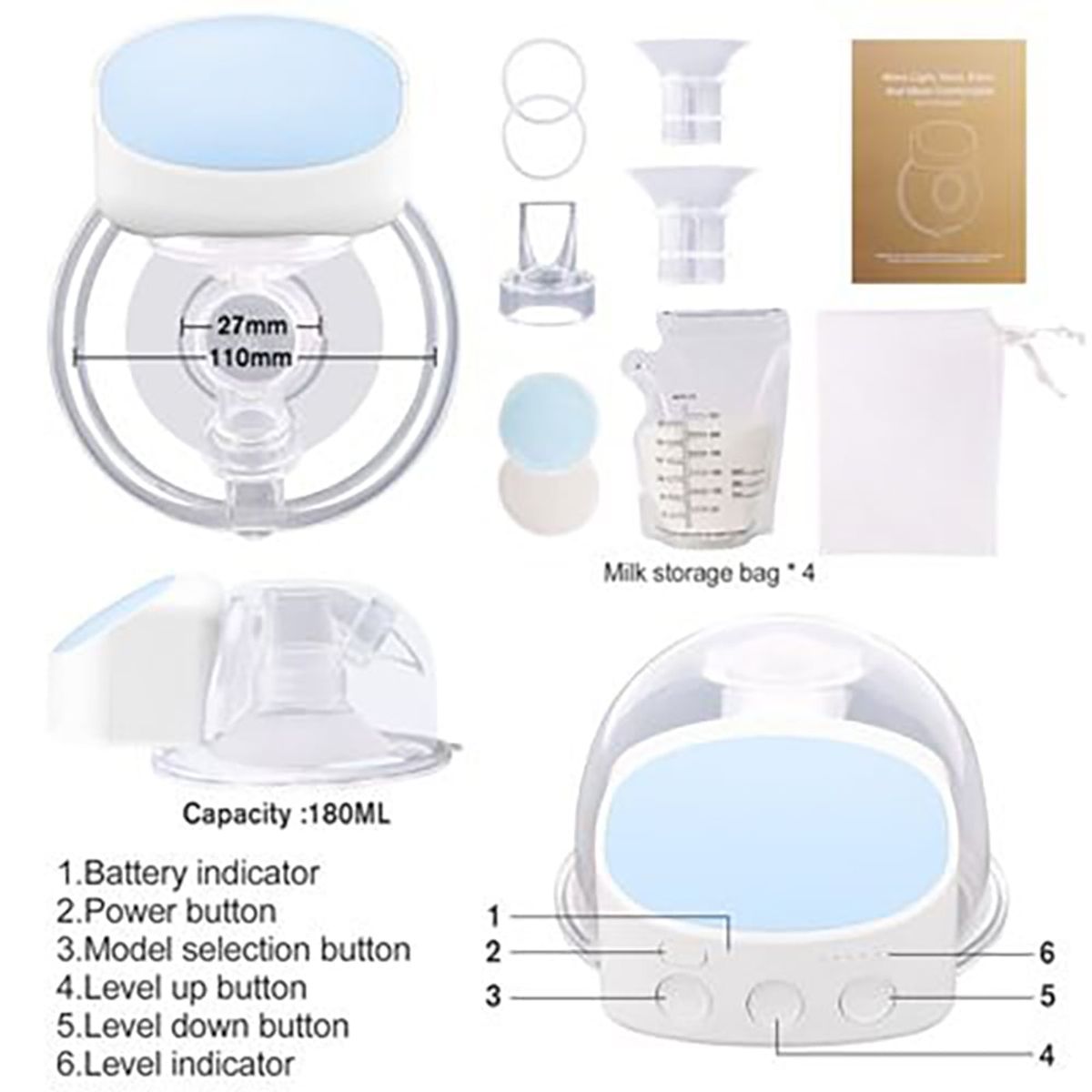 CARER SPARK - Extractor Eléctrico De Leche Sin Manos Sin BPA 27mm