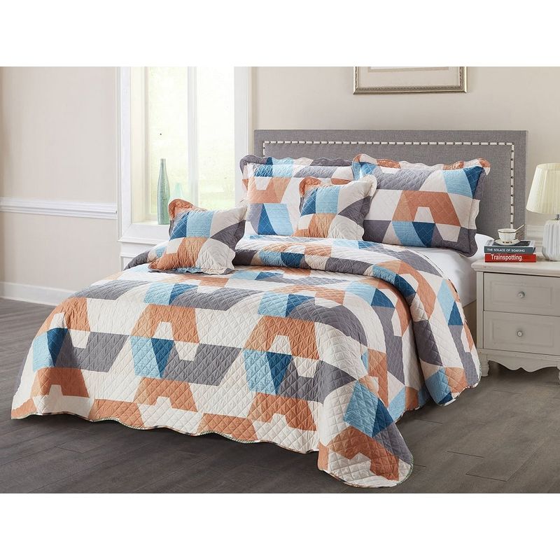 REALTEX - Colcha Doble Línea Europea 5 piezas Real Tex – Estampada