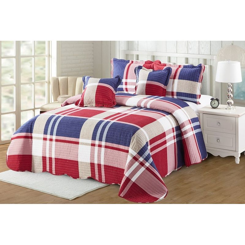 REALTEX - Colcha Doble Línea Europea 5 piezas Real Tex – Estampada