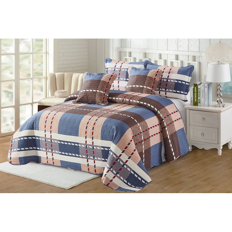 REALTEX - Colcha Sencilla Línea Europea 3 piezas Real Tex – Estampada