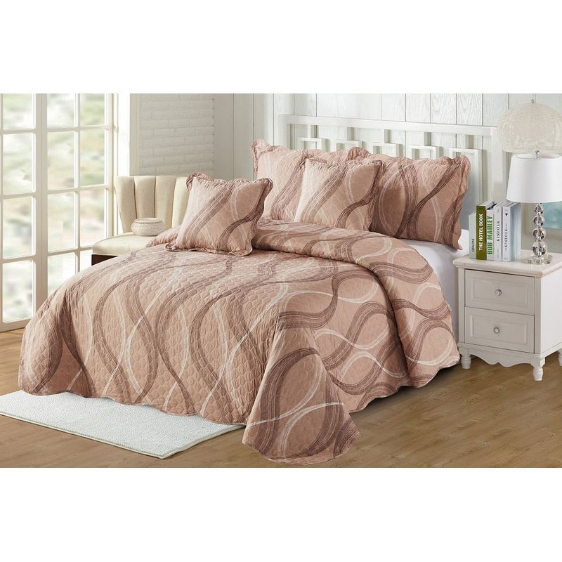 REALTEX - Colcha King Línea Europea 5 piezas Real Tex – Estampada
