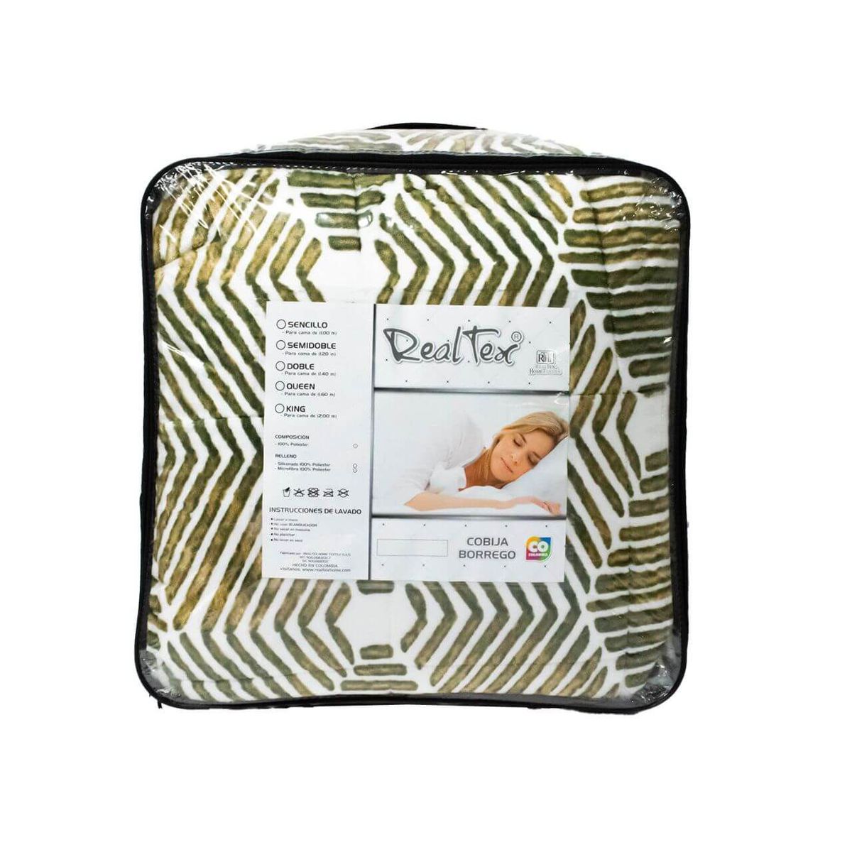 REALTEX - Cobija Flannel Borrego Real Tex Panel Verde