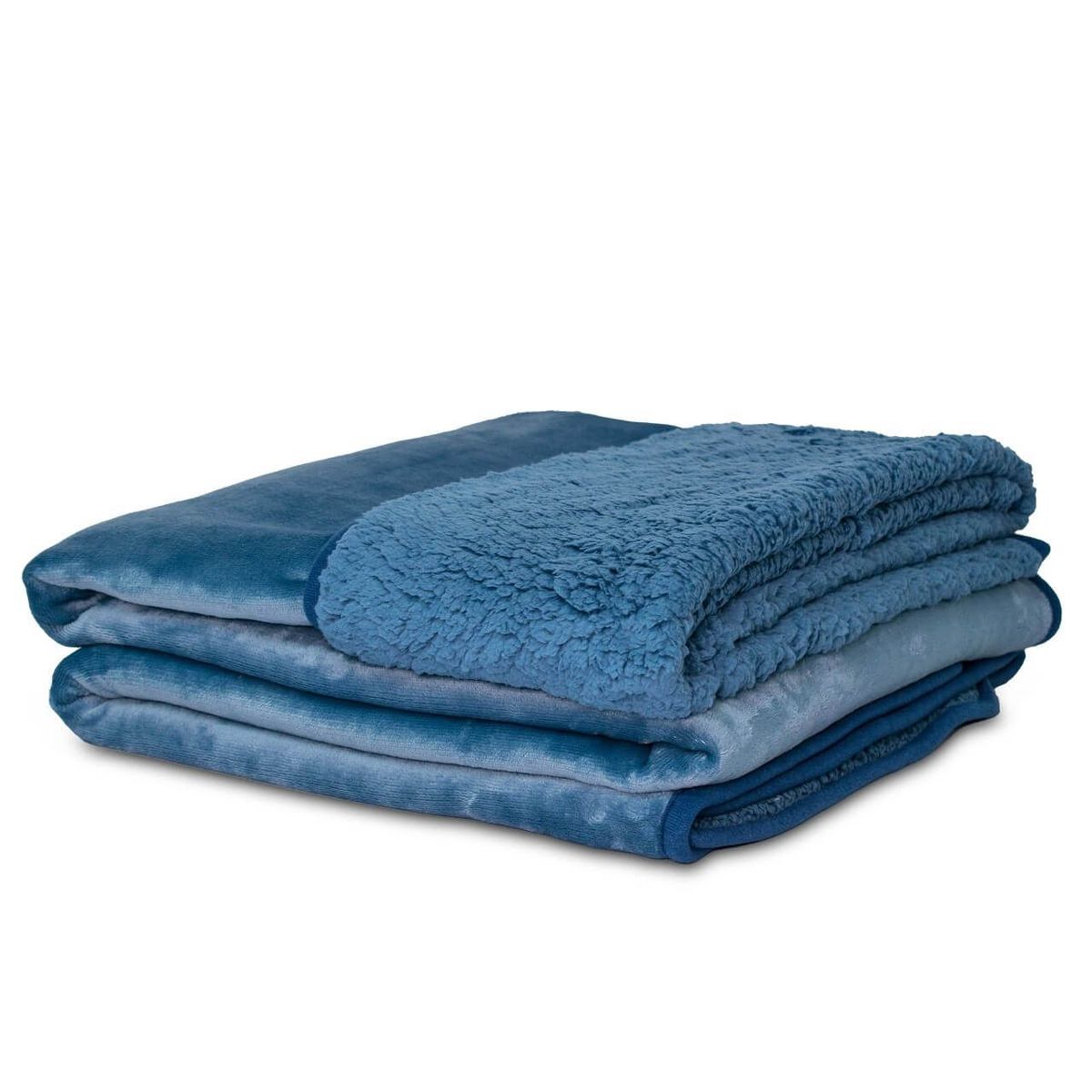 REALTEX - Cobija King Flannel - Borrego Koyo 260X220 cm Azul Oscuro