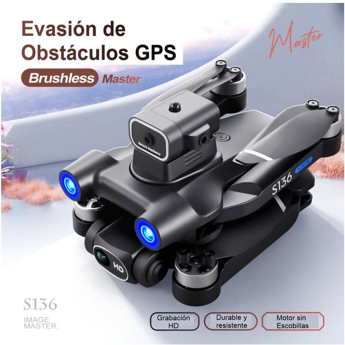 GENERICO - Drone Wifi Gps Motor Brushless S136 D31 Doble Camara Estuche
