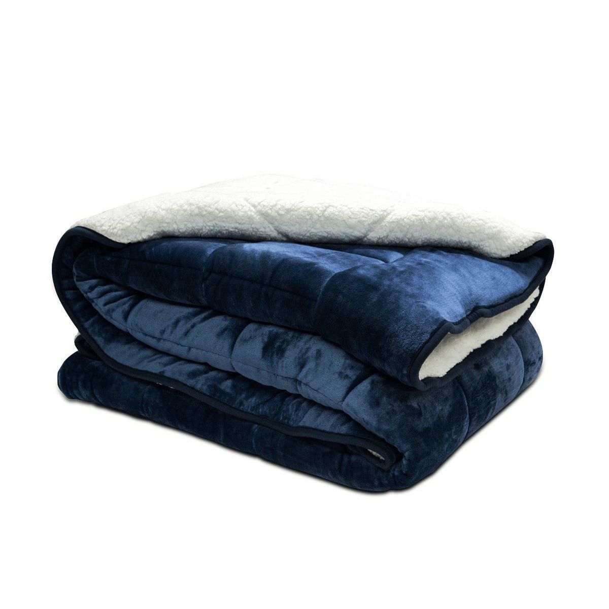 REALTEX - Cobija Flannel Borrego Real Tex Unicolor  Azul Oscuro