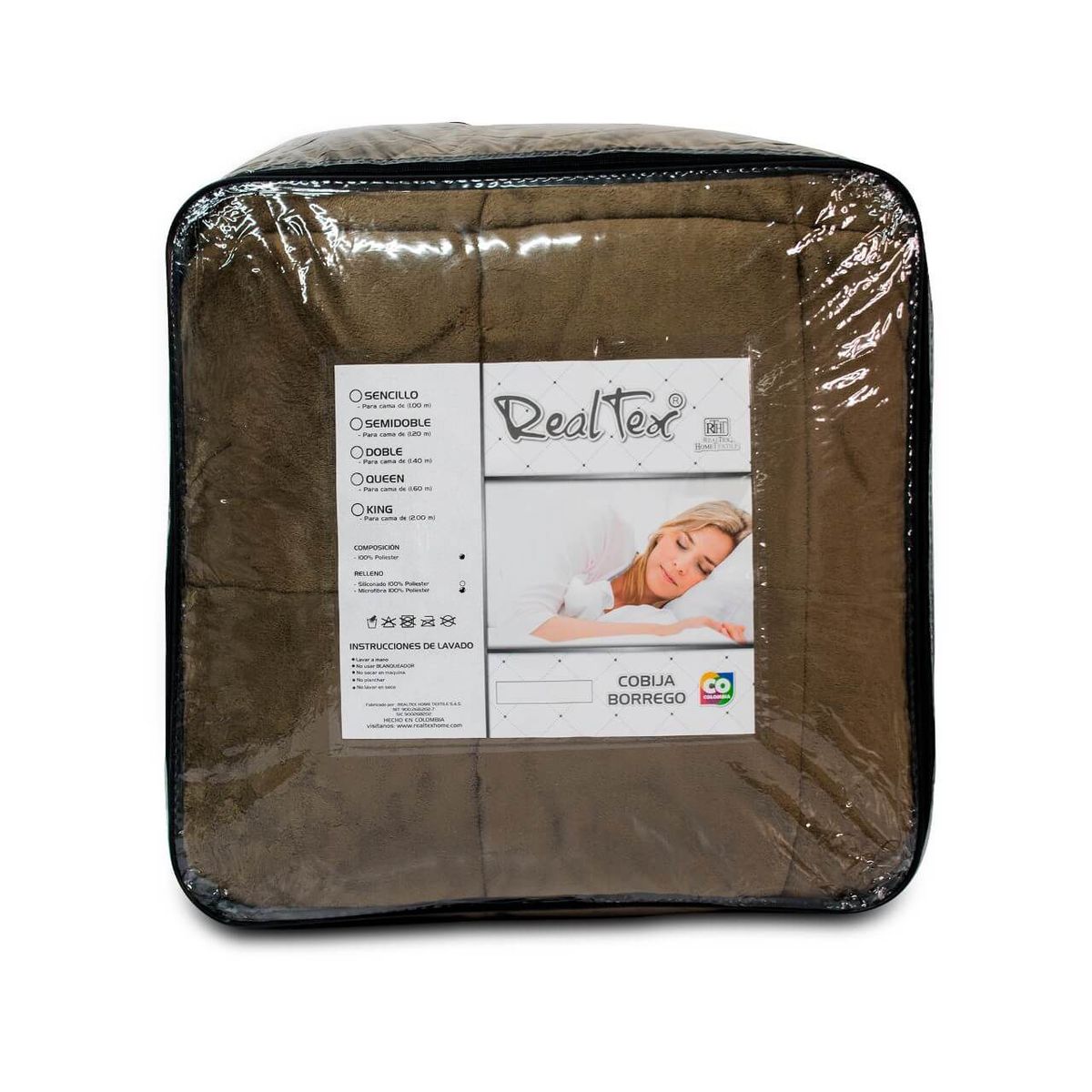 REALTEX - Cobija Flannel Borrego Real Tex Unicolor  Café