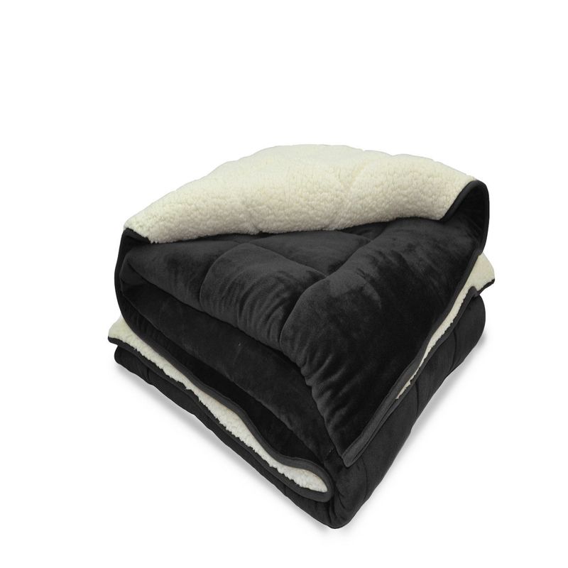 REALTEX - Cobija Flannel Borrego Real Tex Unicolor - Negro