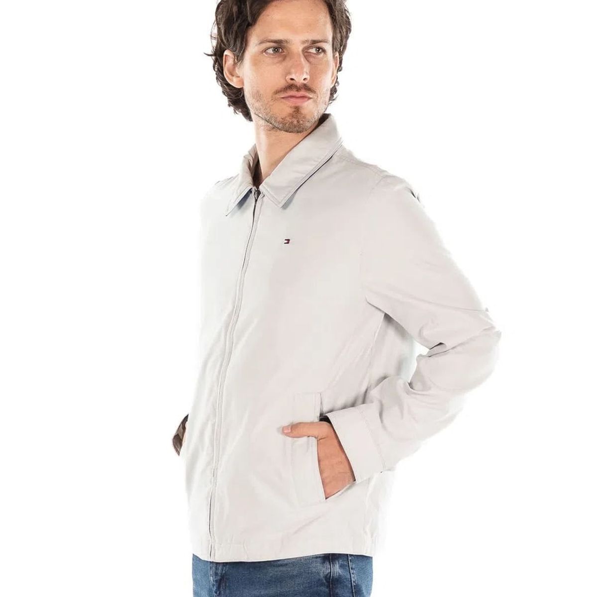 TOMMY HILFIGER - Chaqueta Beige Impermeable Con Capucha Para Hombre Tommy Hilfiger