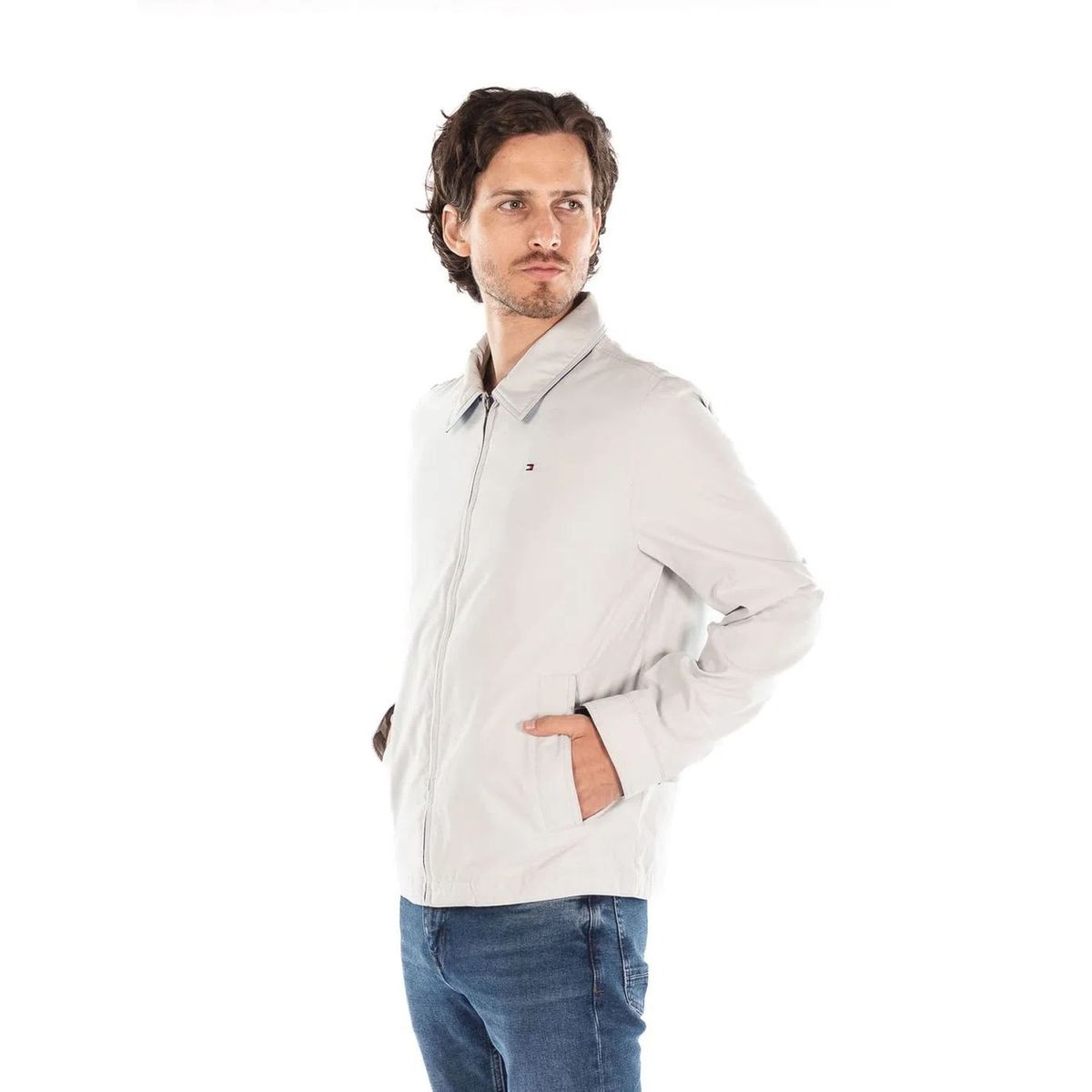 TOMMY HILFIGER - Chaqueta Beige Impermeable Con Capucha Para Hombre Tommy Hilfiger