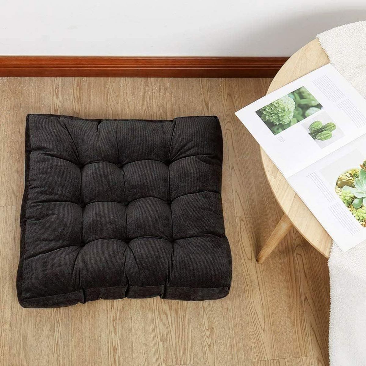 ESTILO RELAX - Cojin De Piso - Cojín De Yoga - Estilo Futon - 60 X 60 - Negro