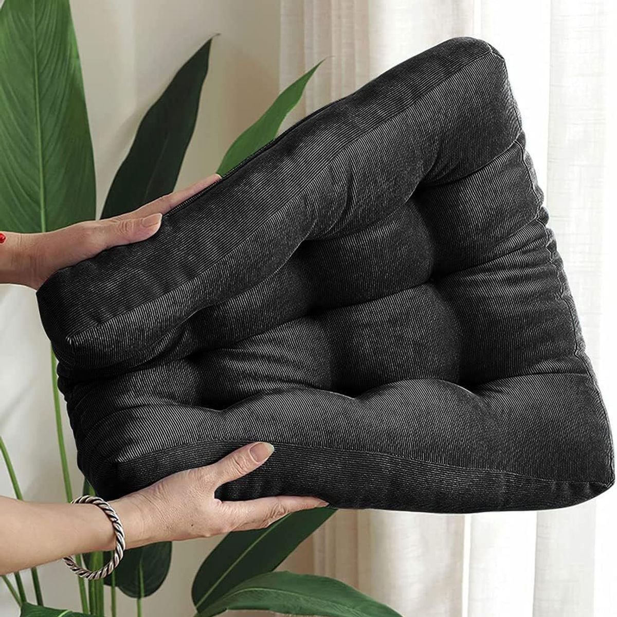 ESTILO RELAX - Cojin De Piso - Cojín De Yoga - Estilo Futon - 60 X 60 - Negro