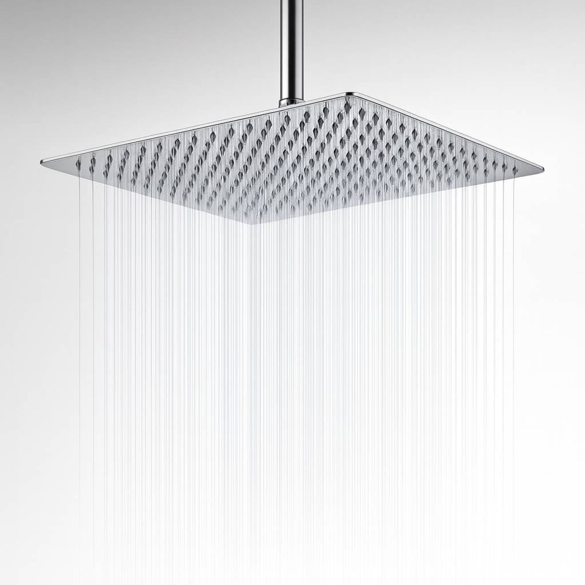 GENERICO - Ducha, Regadera Cuadrada Metálica, 25 Cm Con Tubo De Techo