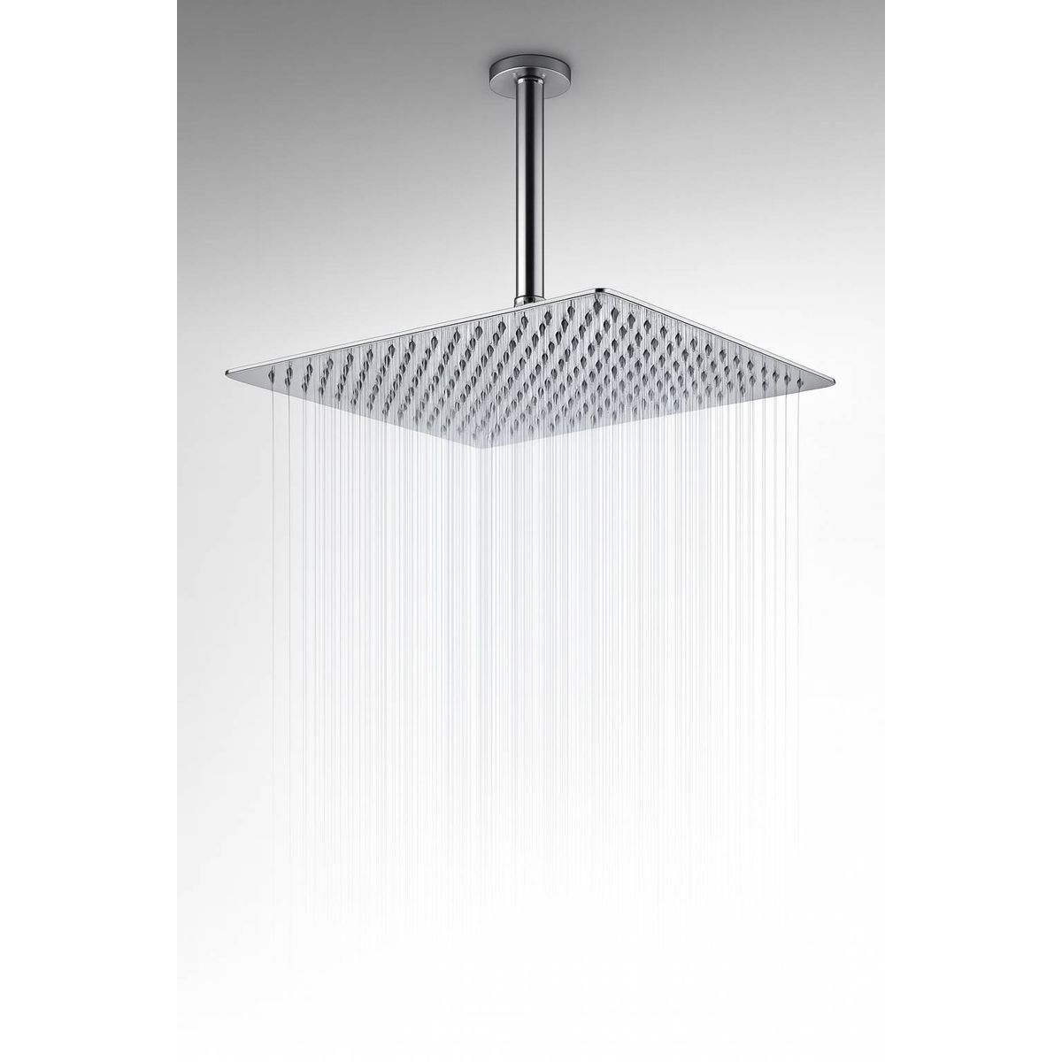 GENERICO - Ducha, Regadera Cuadrada Metálica, 25 Cm Con Tubo De Techo