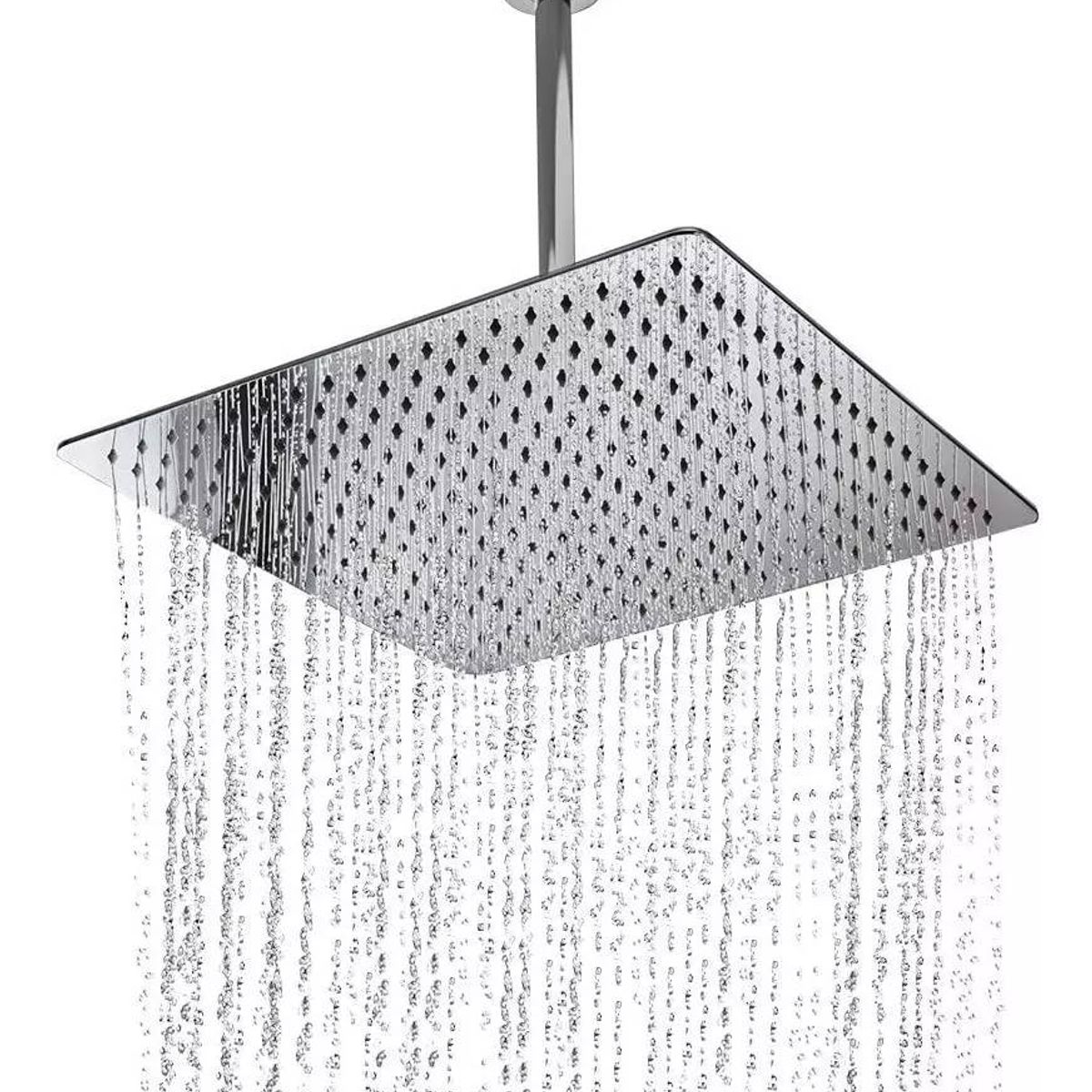 GENERICO - Ducha, Regadera Cuadrada Metálica, 25 Cm Con Tubo De Techo