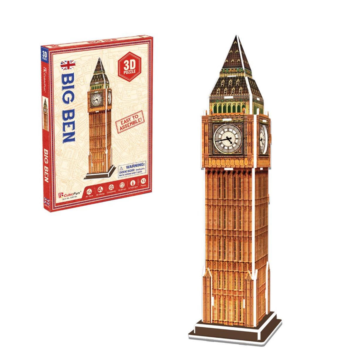 CUBICFUN - Rompe Cabezas 3D Big Ben 13 Piezas Cubic Fun Dificultad Baja