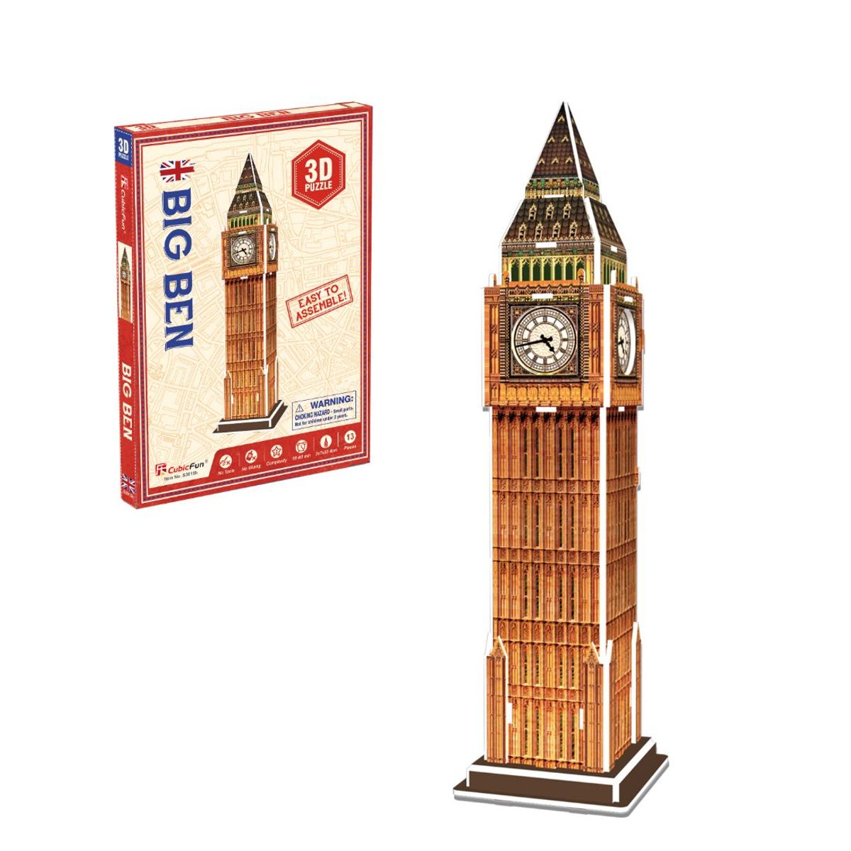 CUBICFUN - Rompe Cabezas 3D Big Ben 13 Piezas Cubic Fun Dificultad Baja