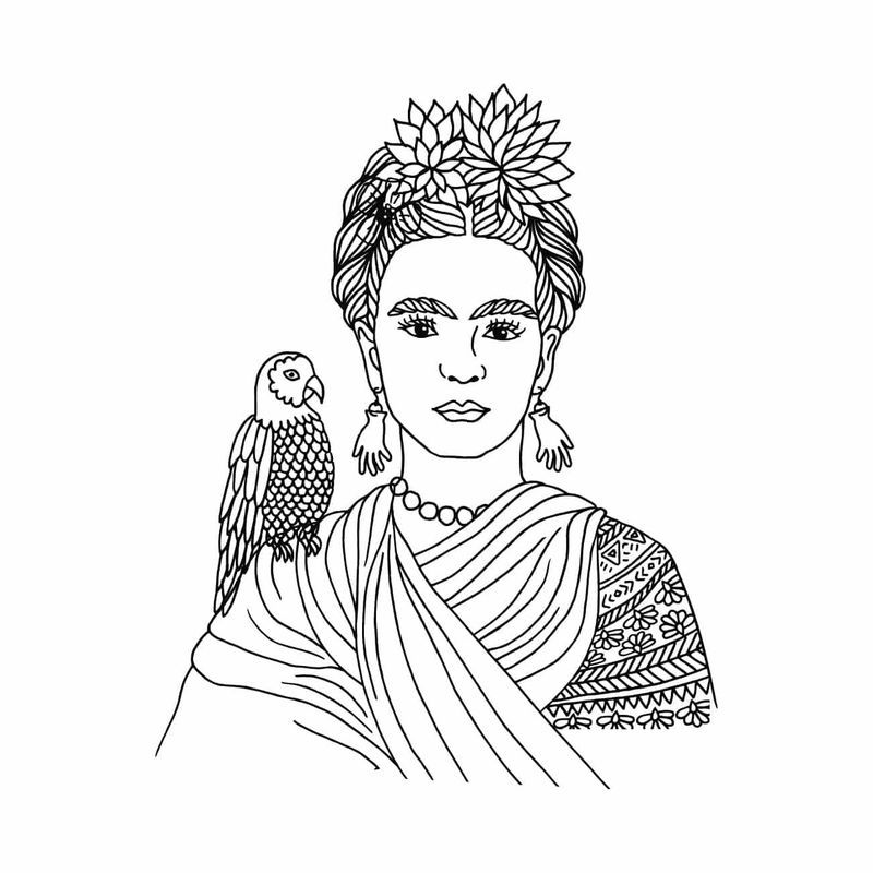 ADAZIO - Vinilo Decorativo Frida Kahlo y el Loro XL - 120cm x 150cm (ancho x alto)