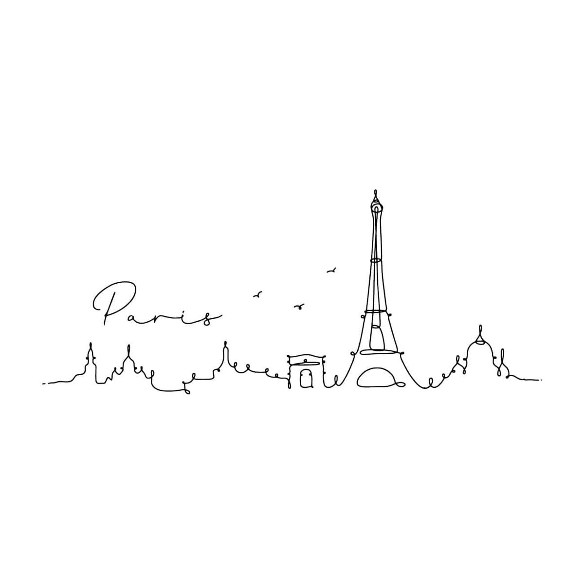 ADAZIO - Vinilo Decorativo Skyline Minimalista de París XS - 80cm x 32cm (ancho x alto)