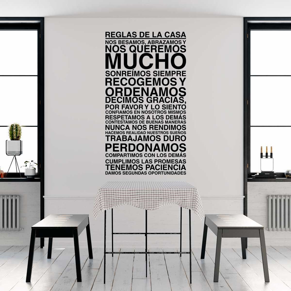 ADAZIO - Vinilo de Texto Reglas de la Casa L - 62cm x 110cm ancho x alto
