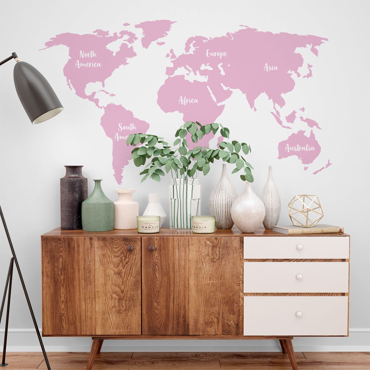 ADAZIO - Vinilo Mapamundi con Continentes S - 133cm x 75cm ancho x alto