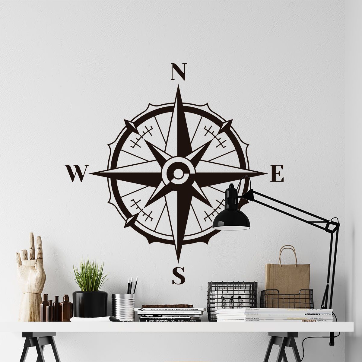 ADAZIO - Vinilo Decorativo Brújula M - 70cm x 70cm (ancho x alto)