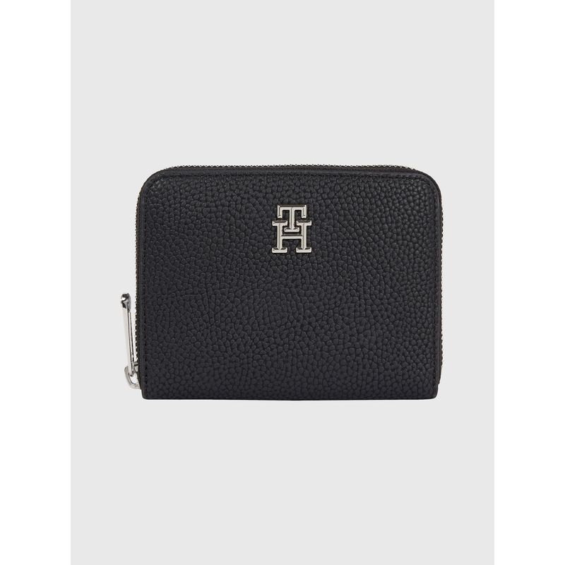TOMMY HILFIGER - Cartera Mediana Con Cremallera Y Monograma Mujer Negro Tommy Hilfiger