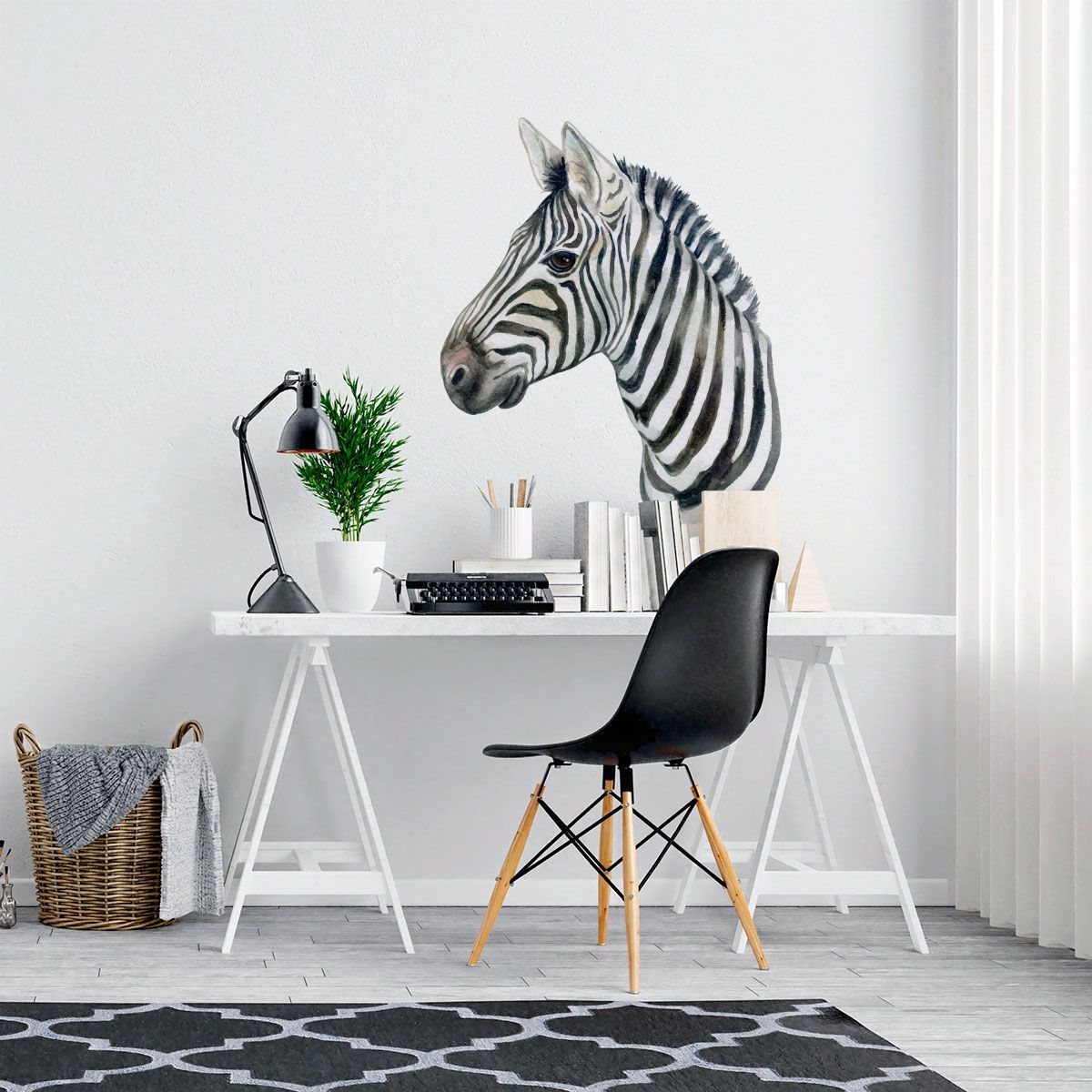 ADAZIO - Vinilo Decorativo Cebra Acuarela L - 70cm x 81cm (ancho x alto)