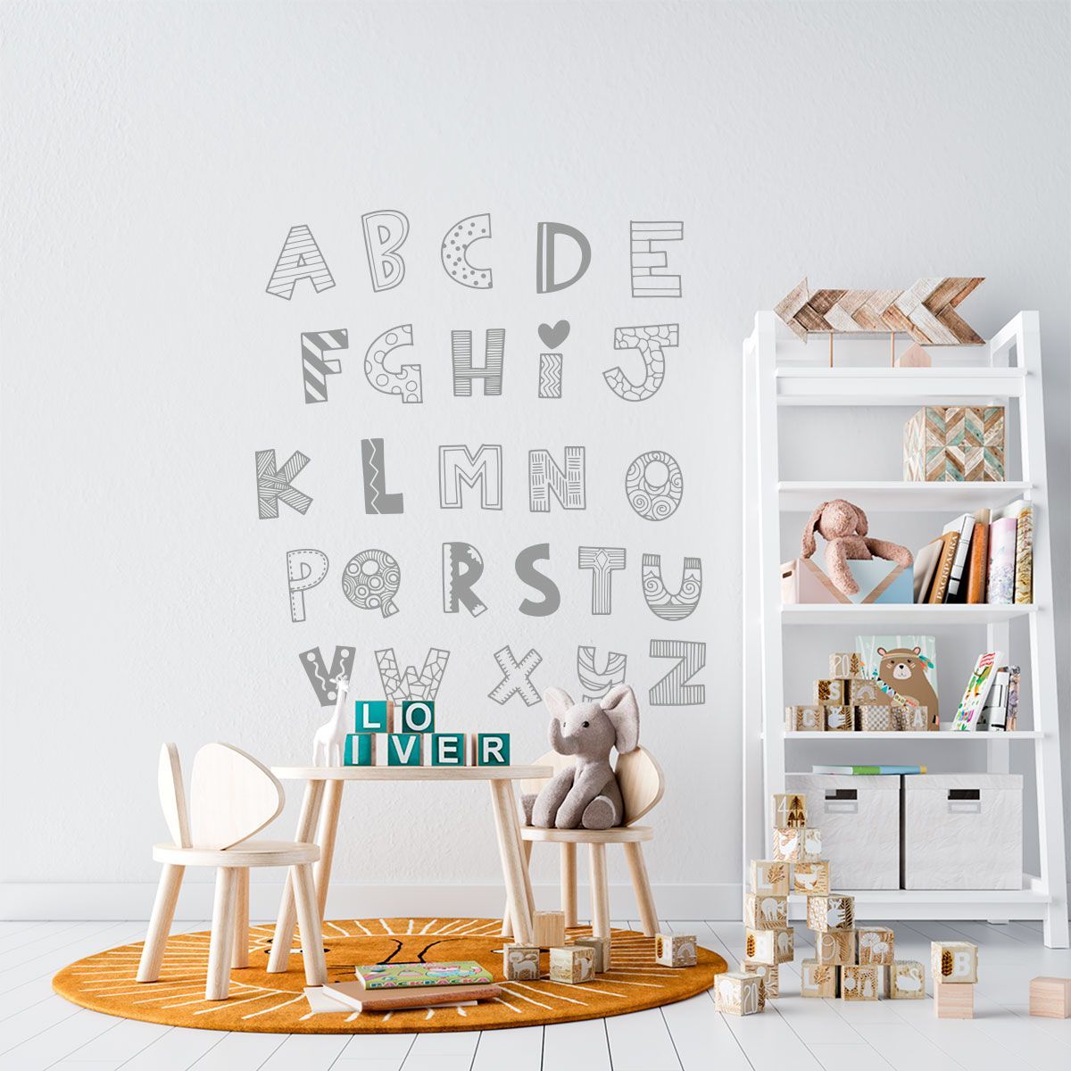 ADAZIO - Vinilo de Abecedario Infantil XL - 113cm x 130cm (ancho x alto)