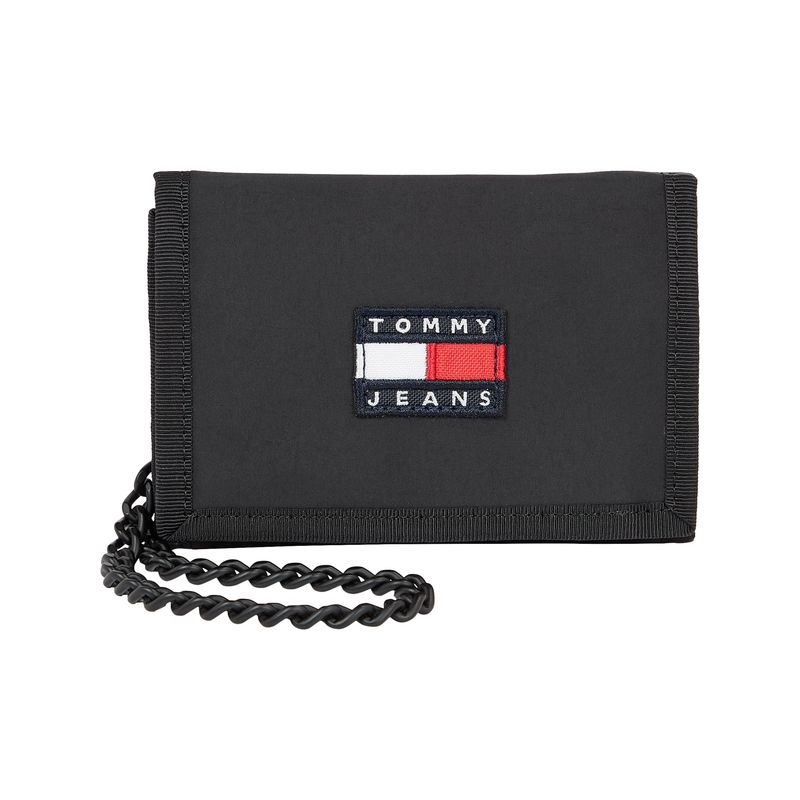 TOMMY HILFIGER - Cartera Plegable En Tres Partes Hombre Negro Tommy Hilfiger