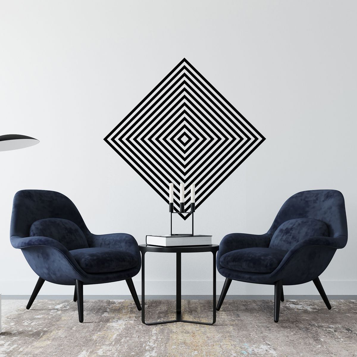 ADAZIO - Vinilo Decorativo Geométrico Monocromo XL - 135cm x 135cm (ancho x alto)