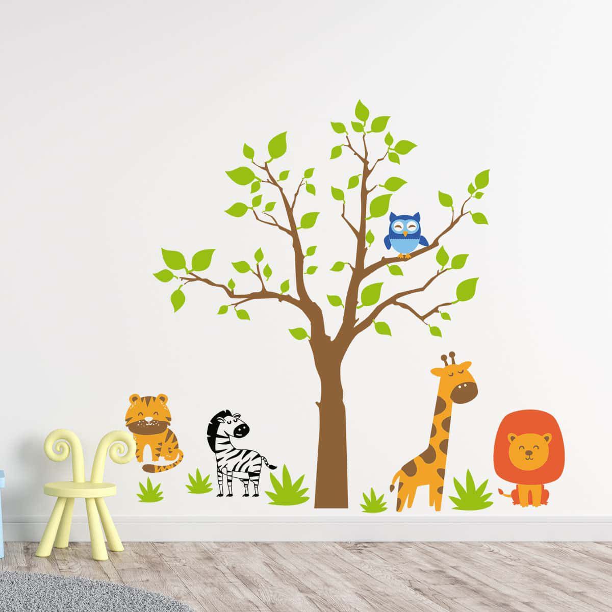 ADAZIO - Vinilo Infantil Animales de la Jungla S - 154cm x 120cm (ancho x alto)