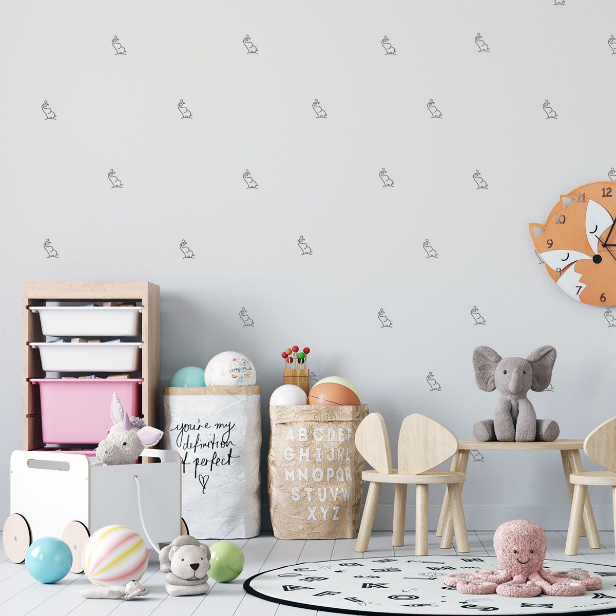 ADAZIO - Vinilo Decorativo Infantil Patrón de Elefante