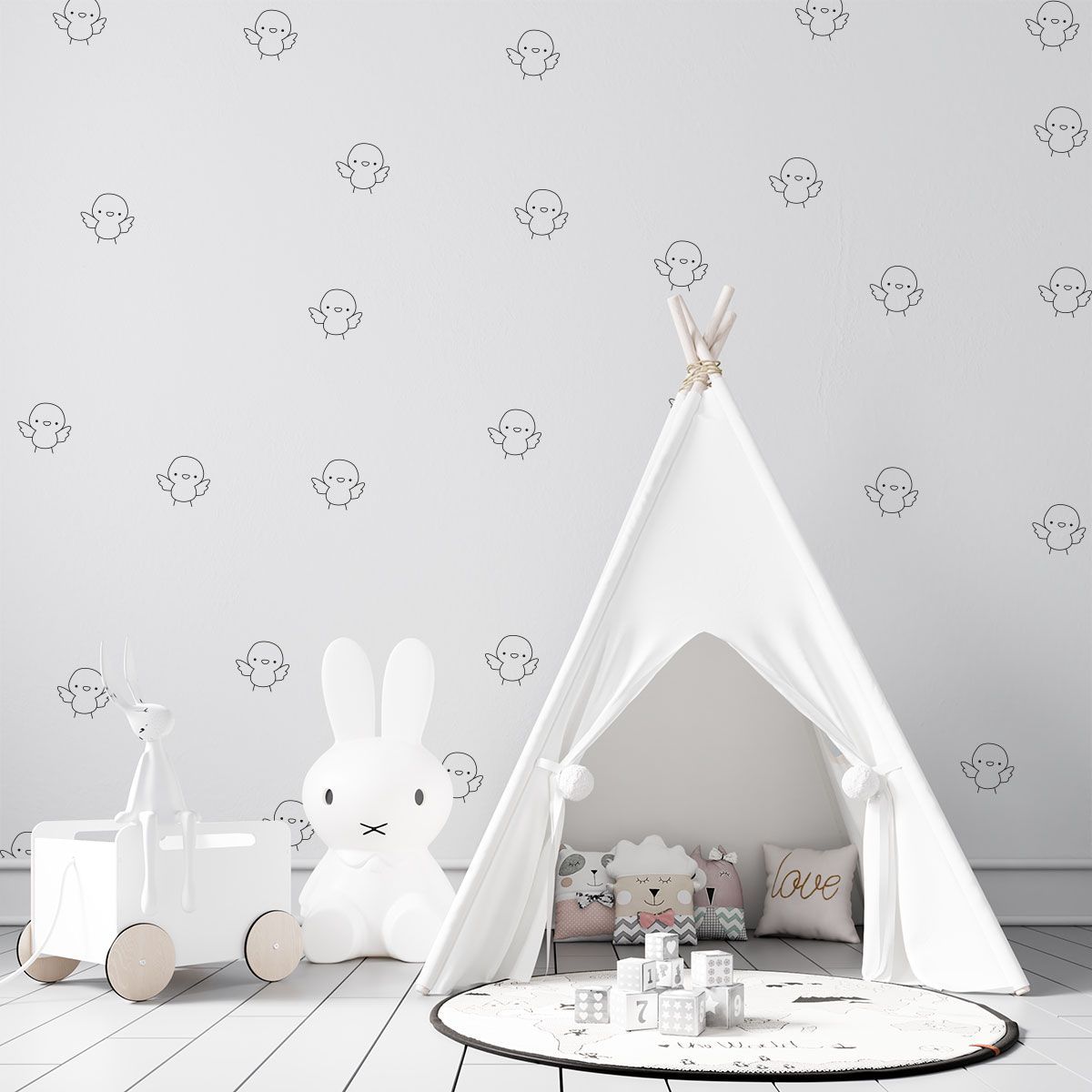 ADAZIO - Vinilo Decorativo Infantil Patrón de Pollitos