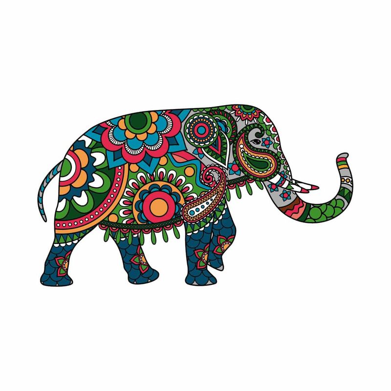 ADAZIO - Vinilo Decorativo Mandala Elefante XS - 80cm x 46cm (ancho x alto)