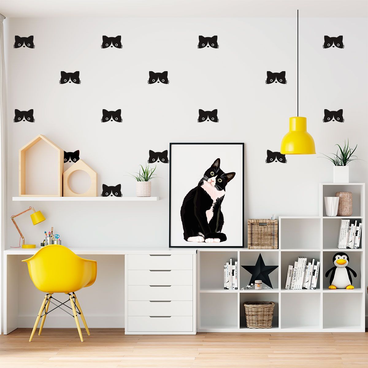 ADAZIO - Vinilo Patrón Cara de Gato XL - 300cm x 300cm ancho x alto