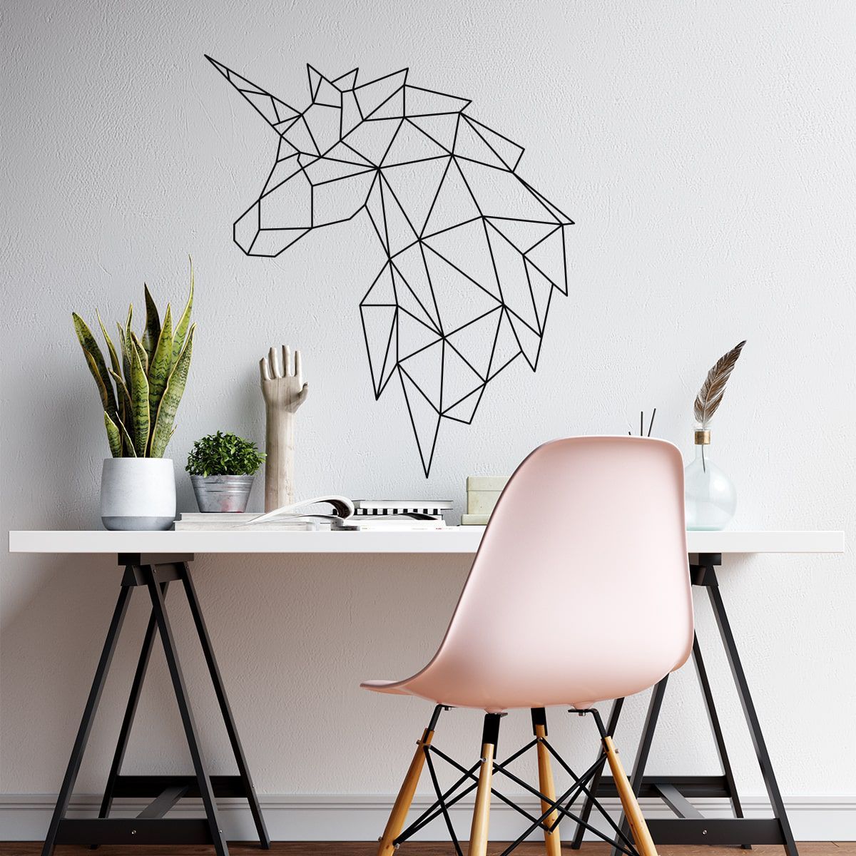 ADAZIO - Vinilo Decorativo Unicornio Geométrico L - 87cm x 100cm (ancho x alto)