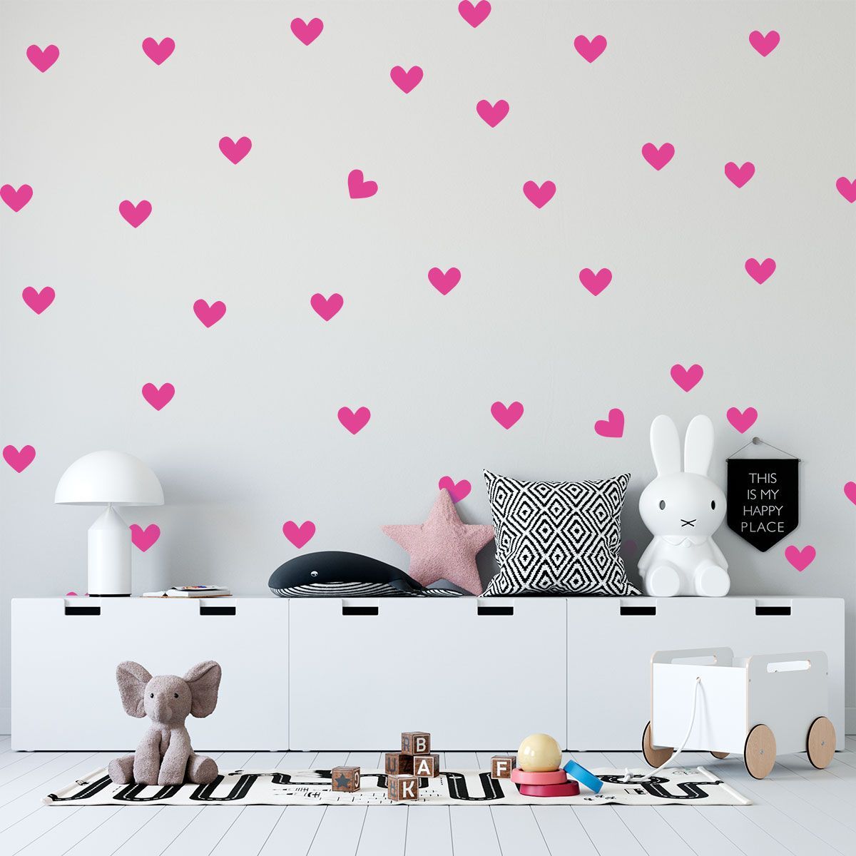 ADAZIO - Vinilos Decorativos Patrón de Corazones XL - 300cm x 300cm (ancho x alto)