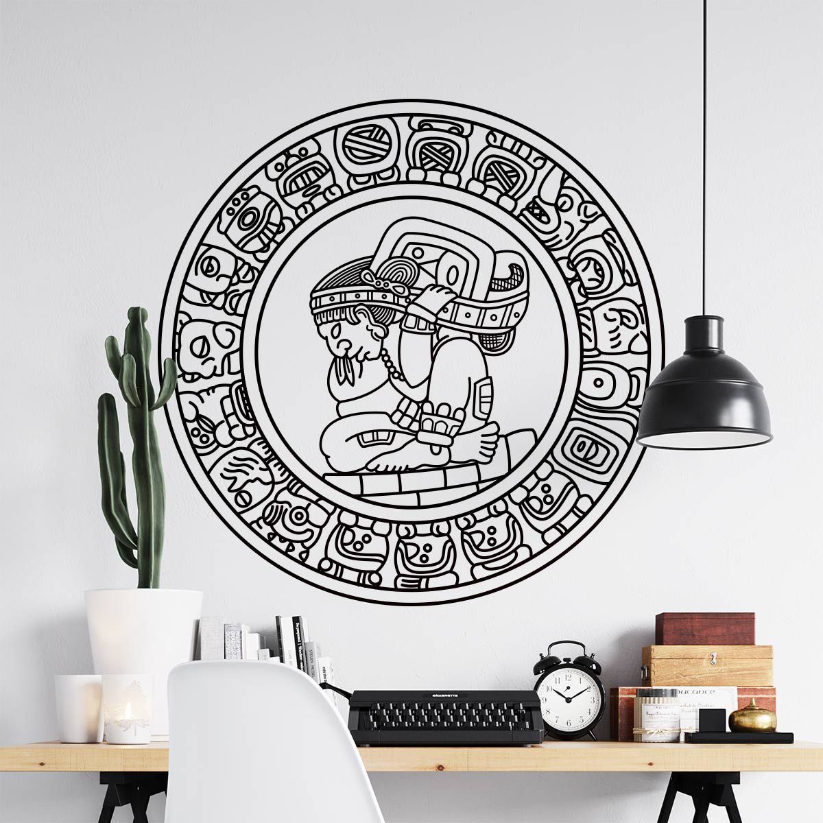 ADAZIO - Vinilo Decorativo de Calendario Maya XL - 150cm x 150cm (ancho x alto)