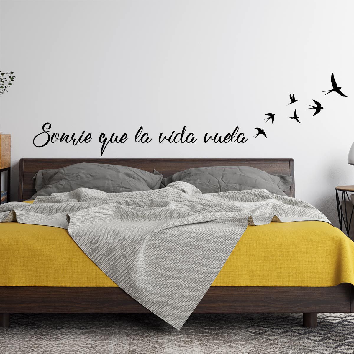 ADAZIO - Vinilo Decorativo de Texto Sonríe S - 115cm x 31cm (ancho x alto)