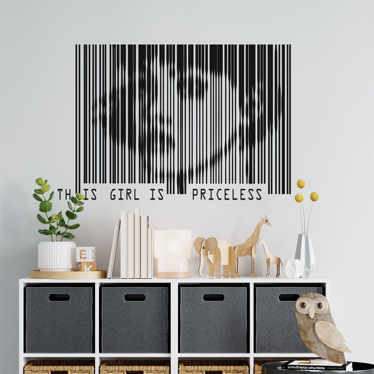 ADAZIO - Vinilo de Chica en Código de Barras XS - 58cm x 39cm ancho x alto