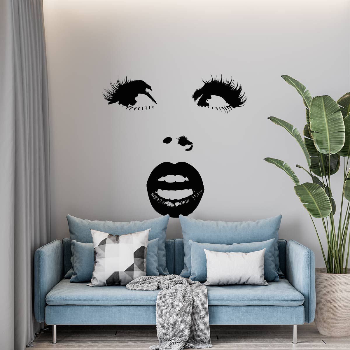 ADAZIO - Vinilo Decorativo Cara de Mujer Sorprendida S - 115cm x 114cm (ancho x alto)
