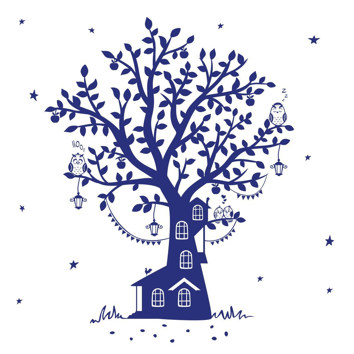 ADAZIO - Vinilo Decorativo Infantil de Casa Árbol S - 98cm x 100cm (ancho x alto)