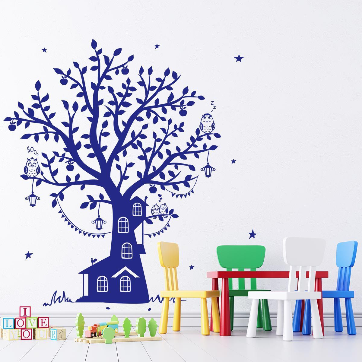 ADAZIO - Vinilo Decorativo Infantil de Casa Árbol S - 98cm x 100cm (ancho x alto)