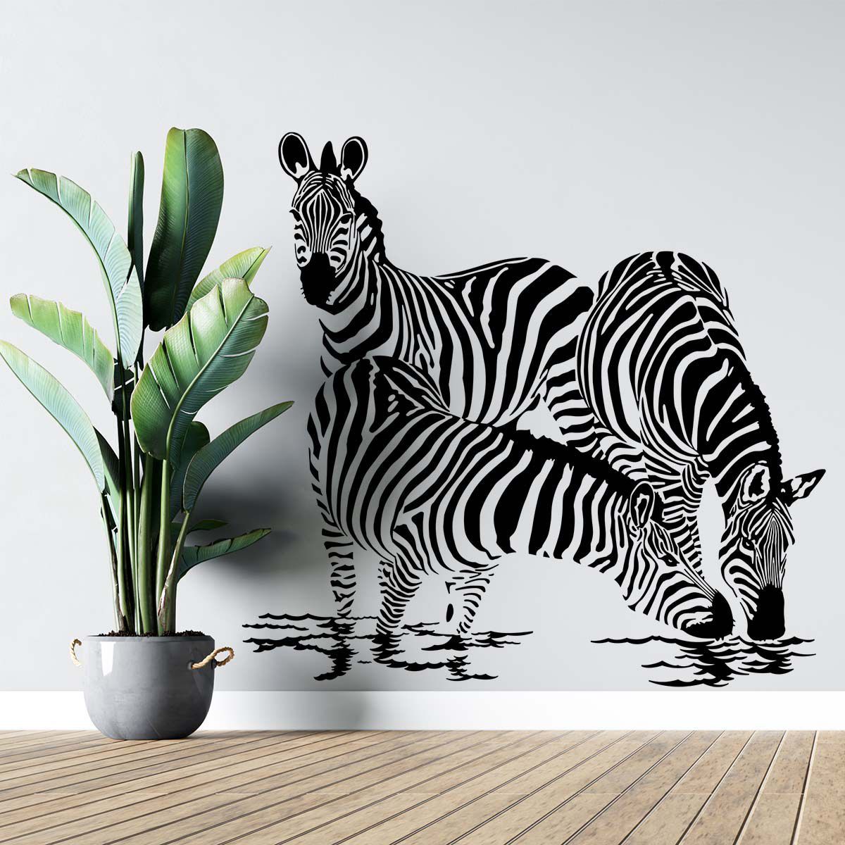 ADAZIO - Vinilo Decorativo de Cebras M - 110cm x 104cm (ancho x alto)